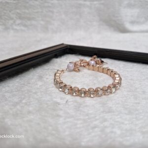 Elegant Rose Gold Hand Bracelet with Stone Embellishments - Image 3