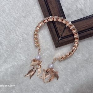 Elegant Rose Gold Hand Bracelet with Stone Embellishments - Image 2
