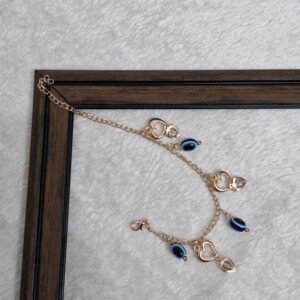 Rose Gold Evil Eye Protection Heart Charm Bracelet - Image 2