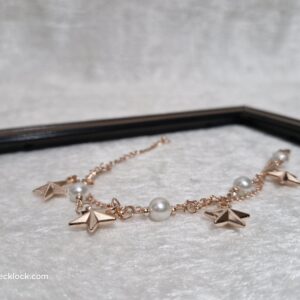 Rose Gold Star Charm Bracelet with Pearls - Image 2