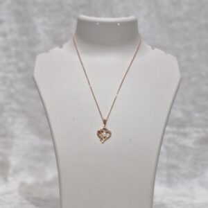Rose Gold Heart Necklace with Pearl & Crystal Accents - Image 1