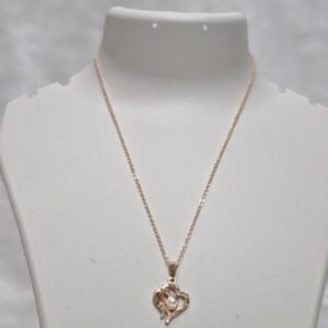 Rose Gold Heart Necklace with Pearl & Crystal Accents - Image 2
