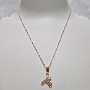 Elegant Rose Gold Mermaid Tail Necklace – Pearl & Crystal Charm - Image 2