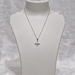 Silver Crystal Cross Pendant Necklace - Image 1