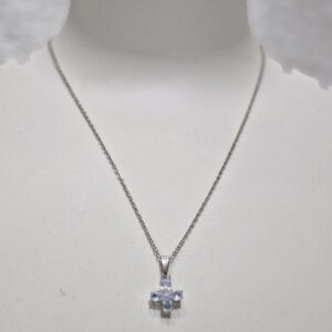 Silver Crystal Cross Pendant Necklace - Image 1