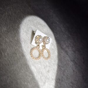 Elegant Pearl & Crystal Hoop Earrings - Image 1
