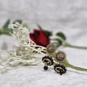 Elegant Black & Gold Jhumka Earrings – Traditional & Timeless - Image 1